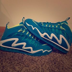 Blue and Neon Green Nike Shoes